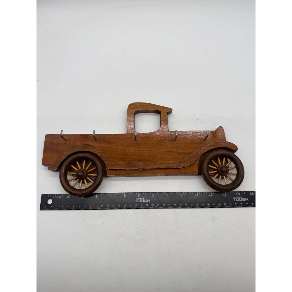 Vintage Wooden Antique Truck Wall Key Rack 5 Hook Entryway Organizer